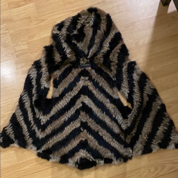 Zadig & Voltaire Jackets & Blazers - Zadig & Voltaire Faux Fur Poncho in Black and Brown
